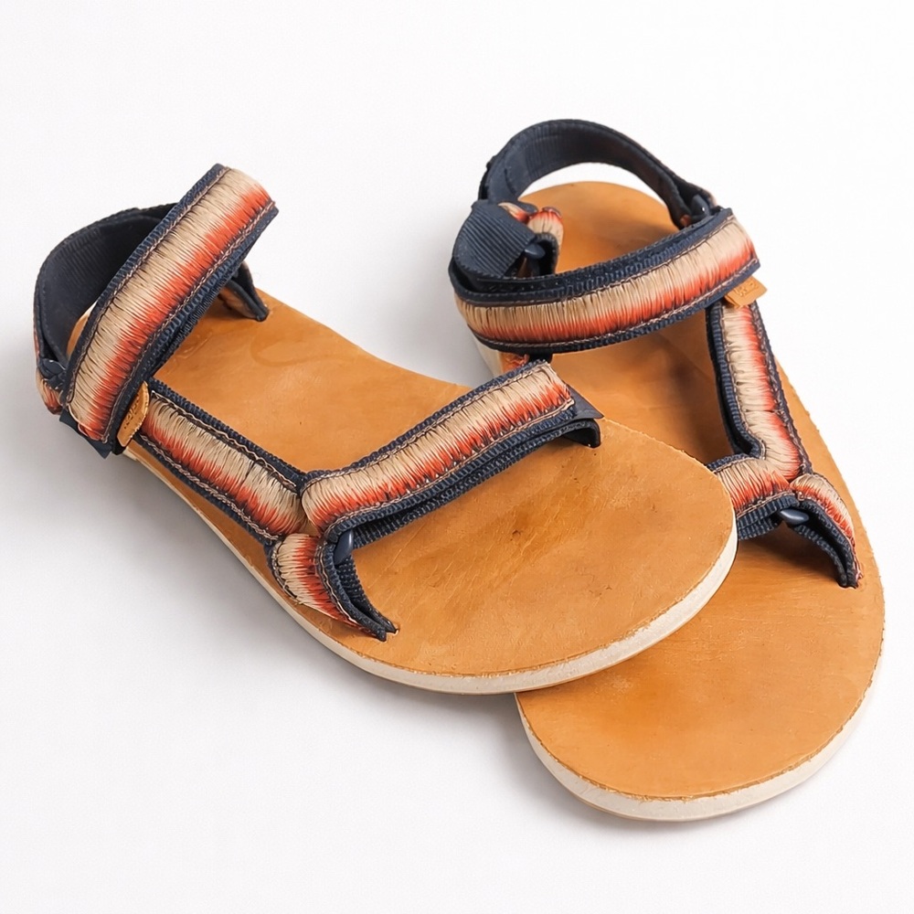 Teva Women's Leather Sandals with Navy and Tan Straps